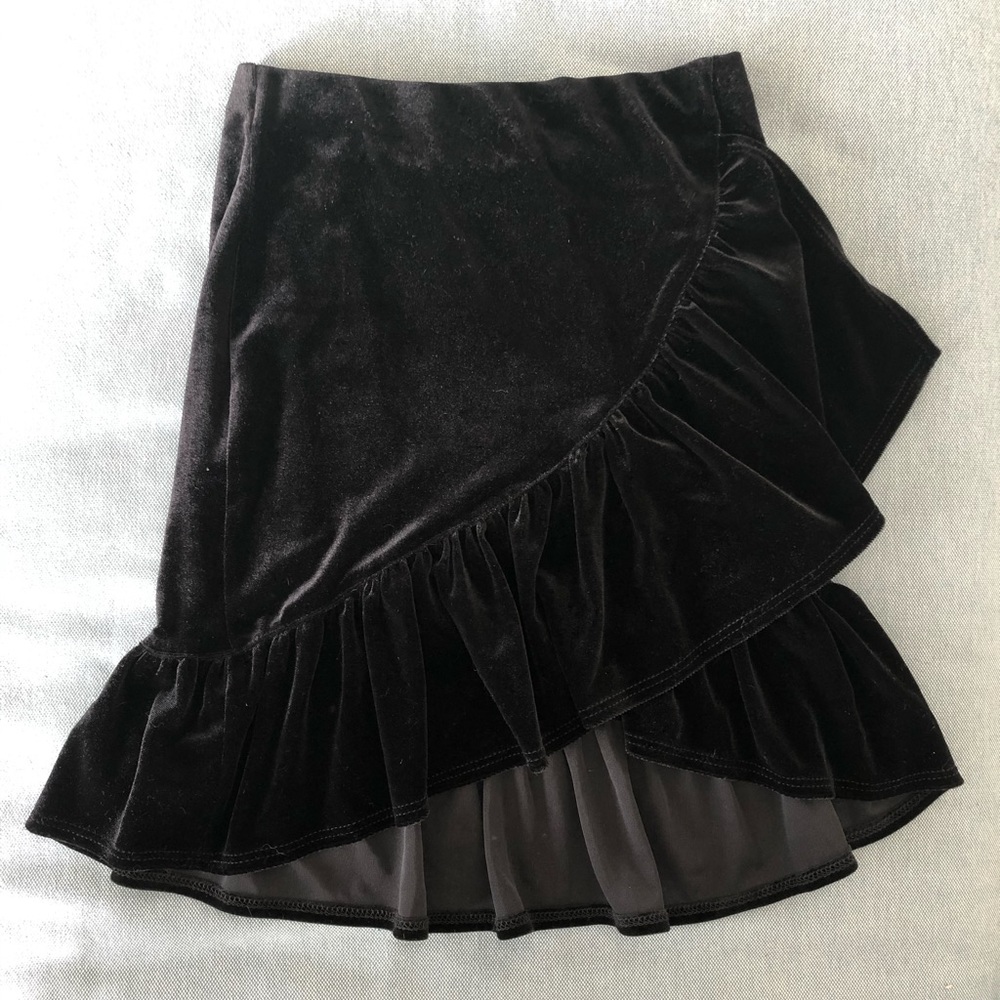 Black Velvet Urban Outfitters Ruffle Skirt